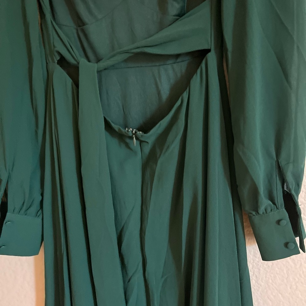 Talk About Divine Hunter Green Long Sleeve Backless Maxi Dress - Picture 9 of 10